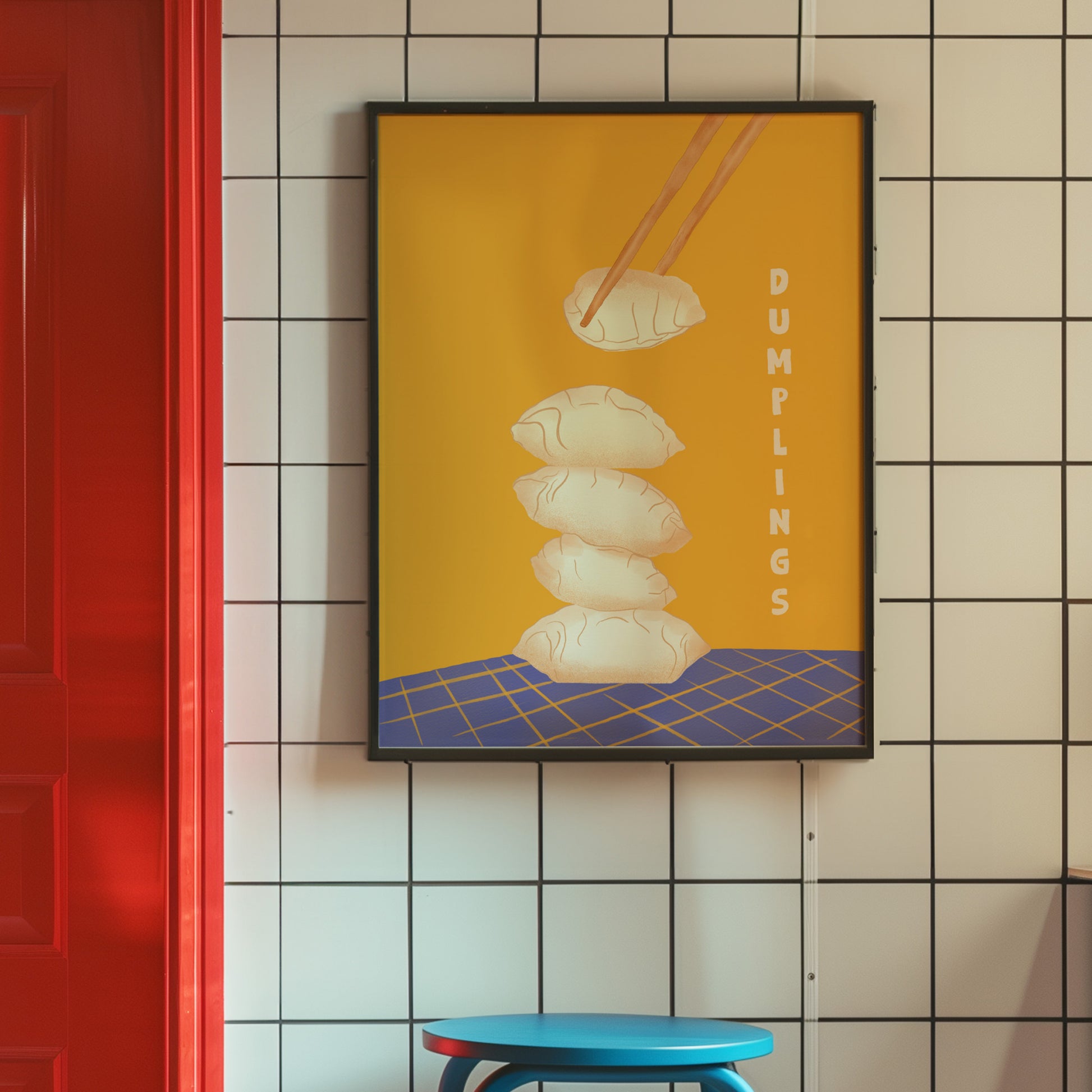 The Mundane gift shop - Dumpling Stack (yellow) Art Print - Foodie collection - Gift for her -  gift for foodies - Gift for birthday - gift for him - 3