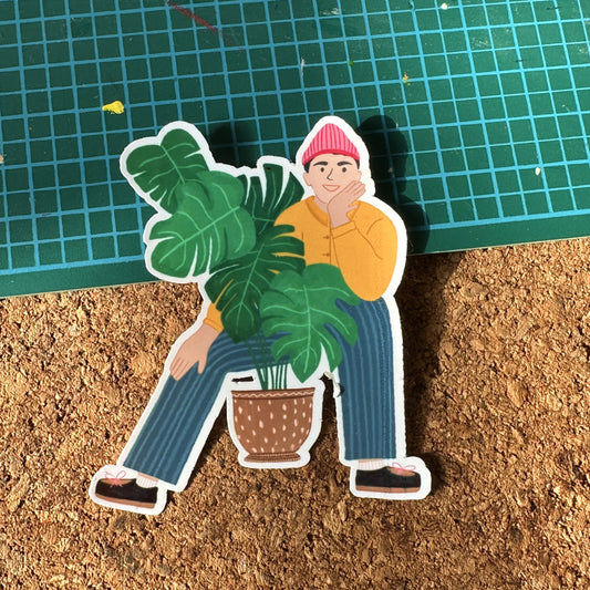 The Mundane gift shop - Plant Guy sticker - Urban Plant collection - Gift for him