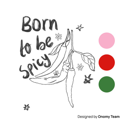 The Mundane gift shop - born to be spicy Greeting card Hand drawing - HOT HOT Chilli collection - Gift for her - gift for foodies - gift for Birthday