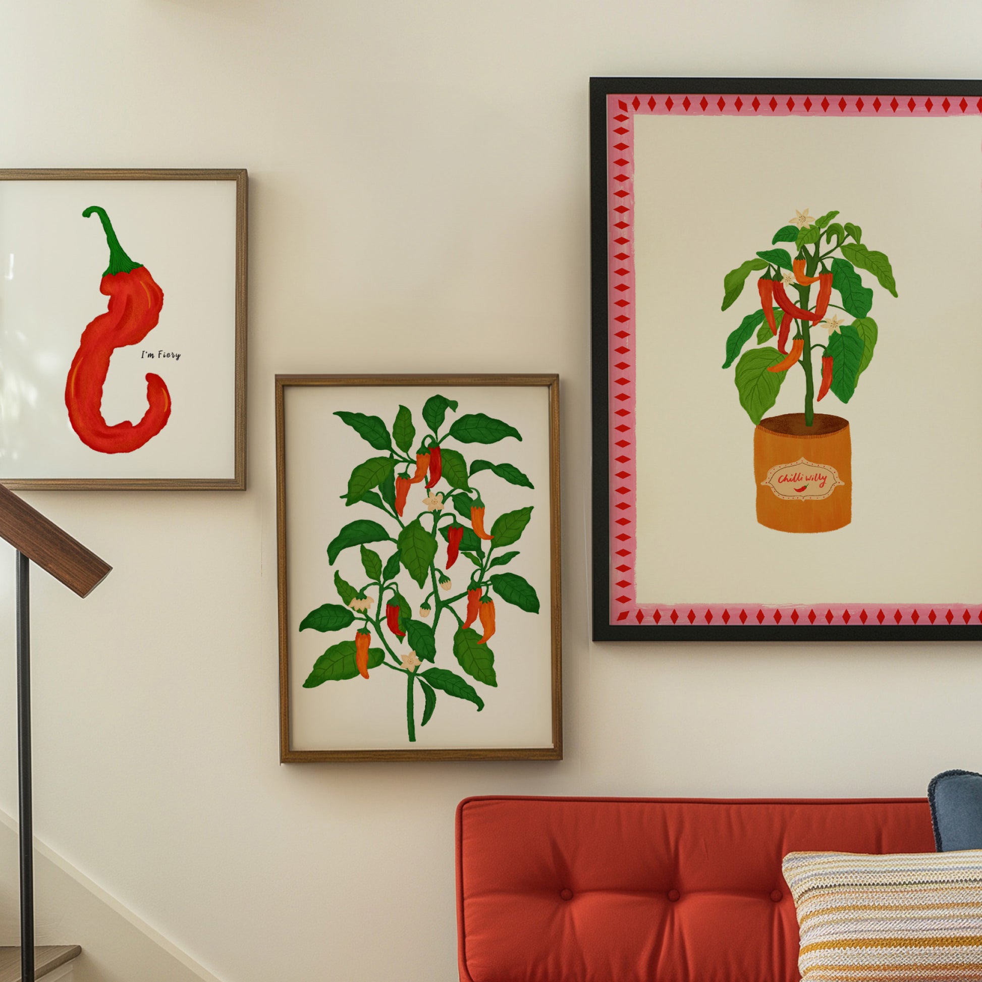 The Mundane gift shop - chilli Plant art print collage - HOT HOT Chilli collection - Gift for her -  gift for foodies - Gift for birthday - gift for him