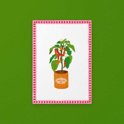 The Mundane gift shop - chilly willy art print - HOT HOT Chilli collection - Gift for her -  gift for foodies - Gift for birthday - gift for him 2