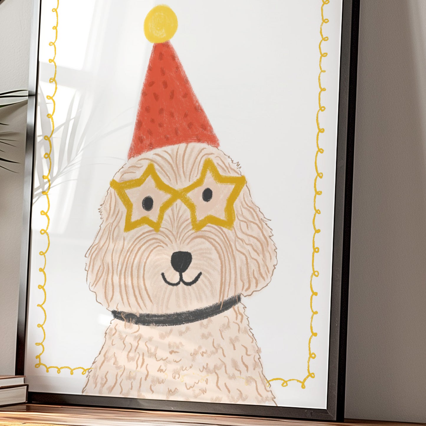The mundane Brighton gift shop - Ready for the Party Dog Art Print & greeting Card - Dog collection - Gift for dog lovers - gift for birthday - gift for him - gift for her
