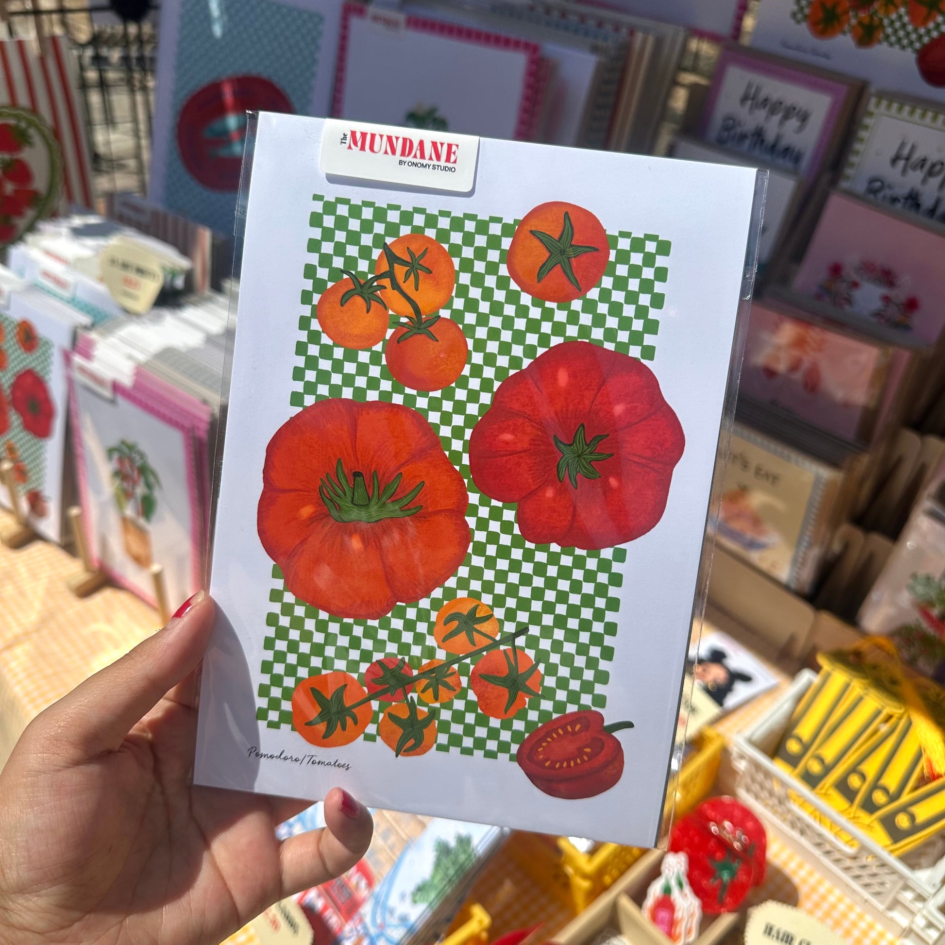 Tomato art print gift for foodies, illustrated food art printed and packed in the UK by The Mundane Gift Shop by Onomy Studio.