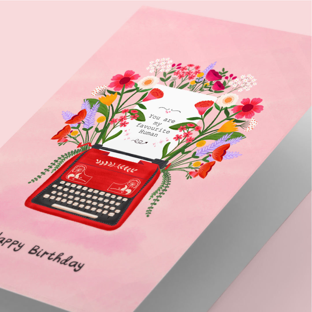 Typewriter Birthday Card | Emily Brontë Quote Greeting Card | “Whatever Our Souls Are Made Of, His and Mine Are the Same” - A6 Card