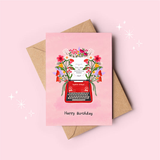 Typewriter Birthday Card | Emily Brontë Quote Greeting Card | “Whatever Our Souls Are Made Of, His and Mine Are the Same” - A6 Card