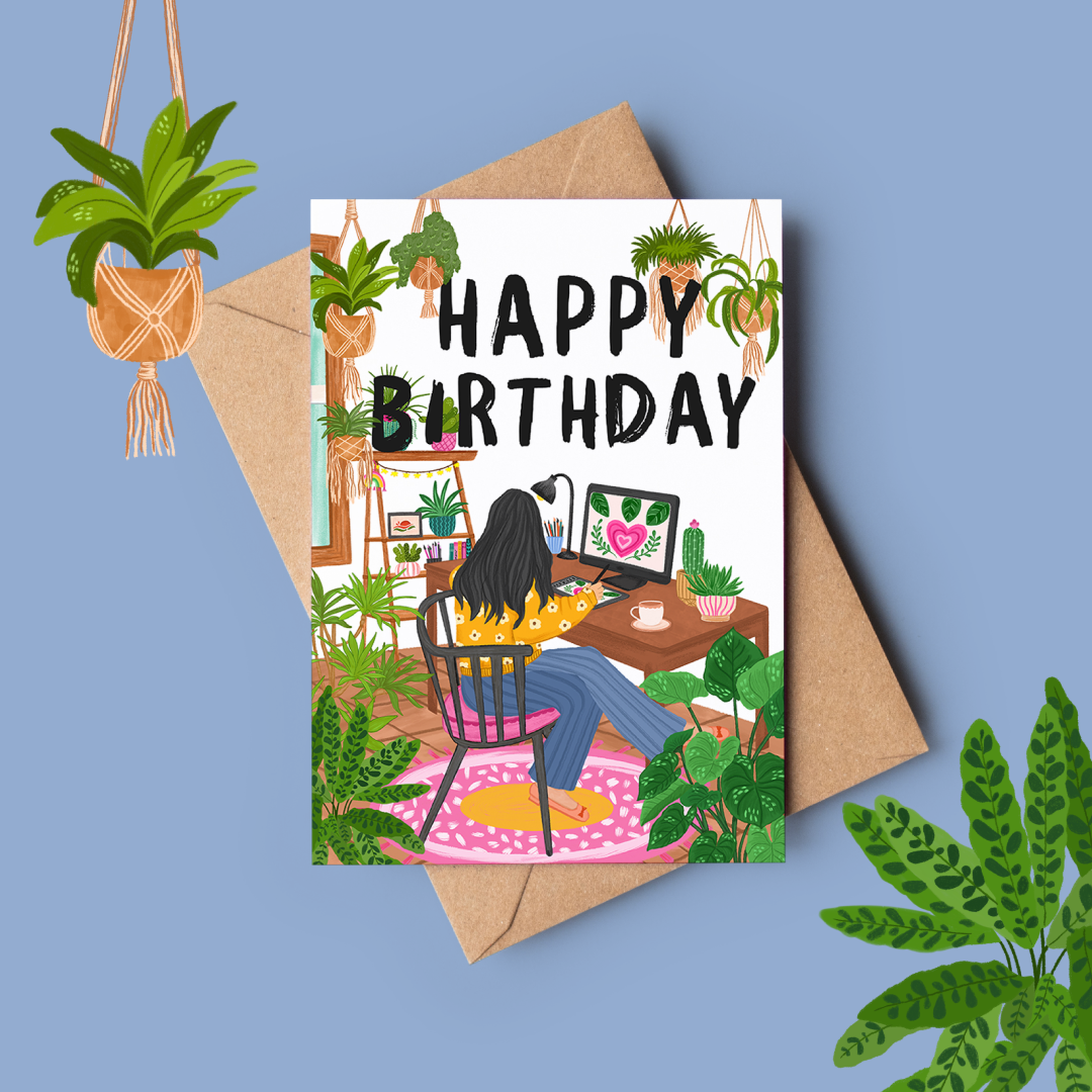 Cozy Desk Birthday Card