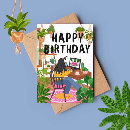 Cozy Desk Birthday Card