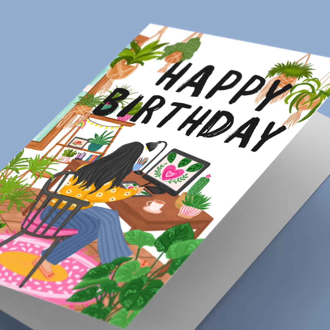 Cozy Desk Birthday Card