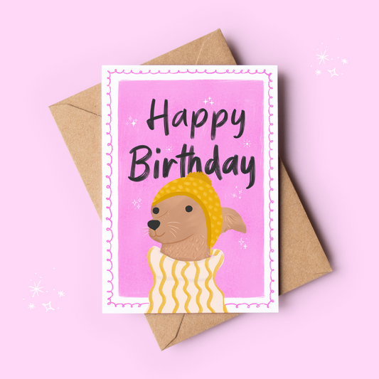 Dog in Cosy Outfit Birthday Card