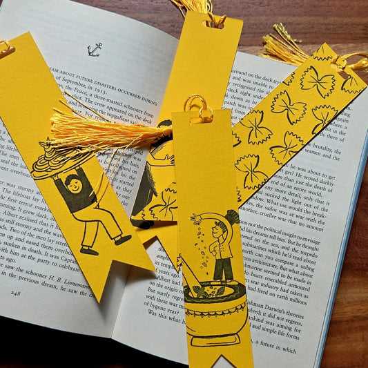 Pasta Lover Bookmark with yellow tassels, The Perfect Gift for Pasta, Foodies, Carb & Book Lovers Alike / Hand Made in Brighton