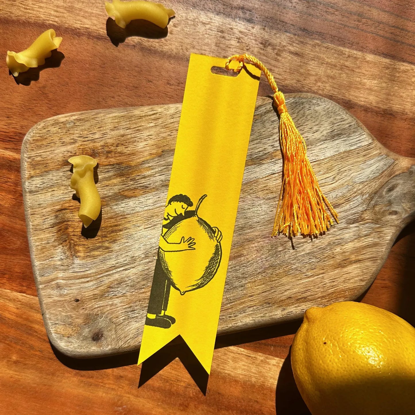Pasta Lover Bookmark with yellow tassels, The Perfect Gift for Pasta, Foodies, Carb & Book Lovers Alike / Hand Made in Brighton