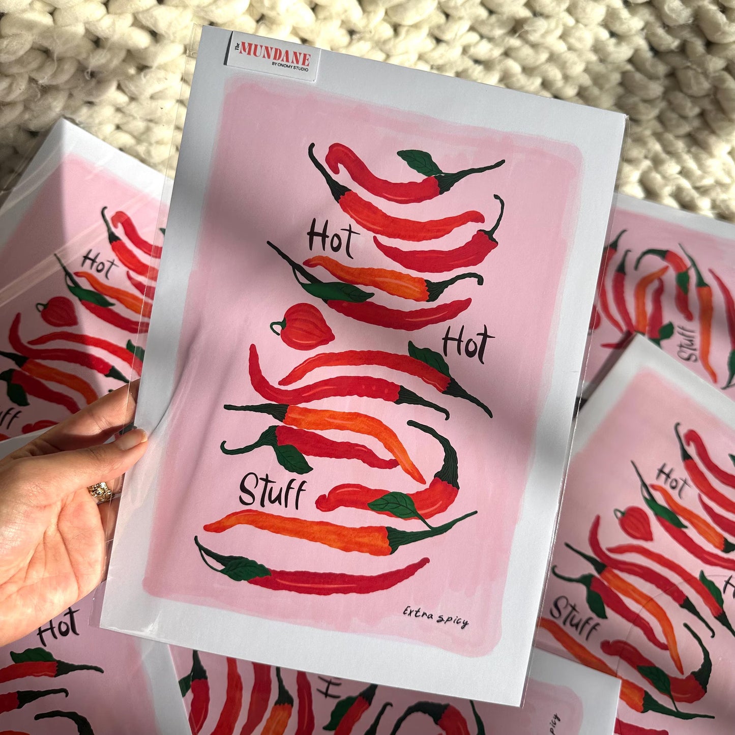 Pink HOT HOT Stuff Chilli Art Print