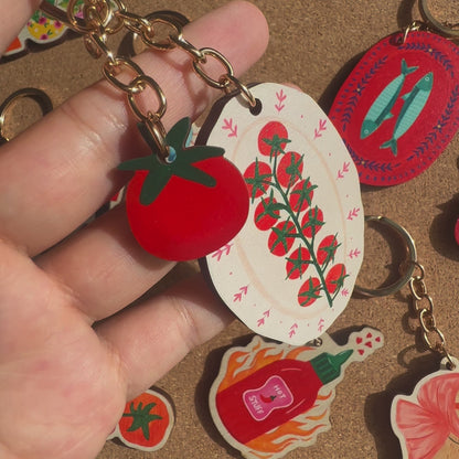 Tomato Plate Wooden Keyring