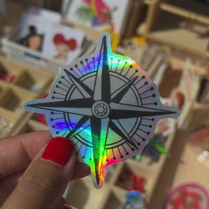 Compass Vinyl Holographic Sticker