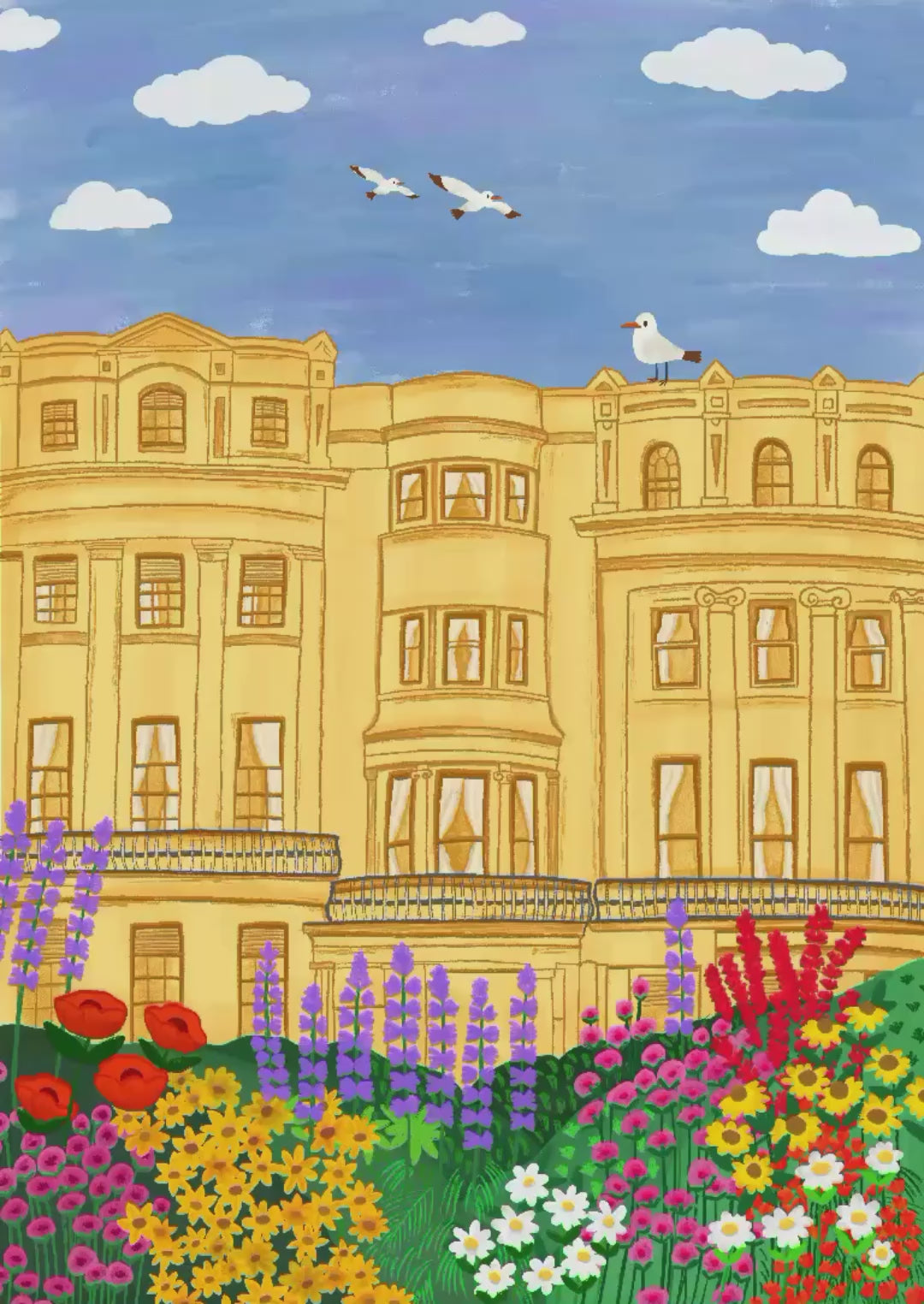 The Mundane Brighton gift shop - Brunswick Square Town house Art Print - gift for birthday - gift for her
