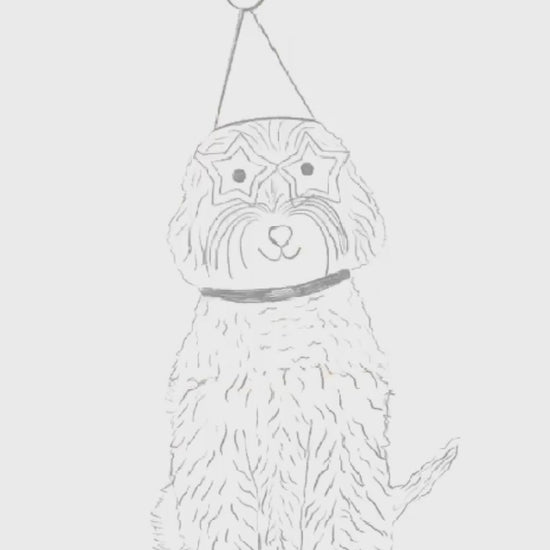 The mundane Brighton gift shop - Ready for the Party Dog Art Print & greeting Card - Dog collection - Gift for dog lovers - gift for birthday - gift for him - gift for her
