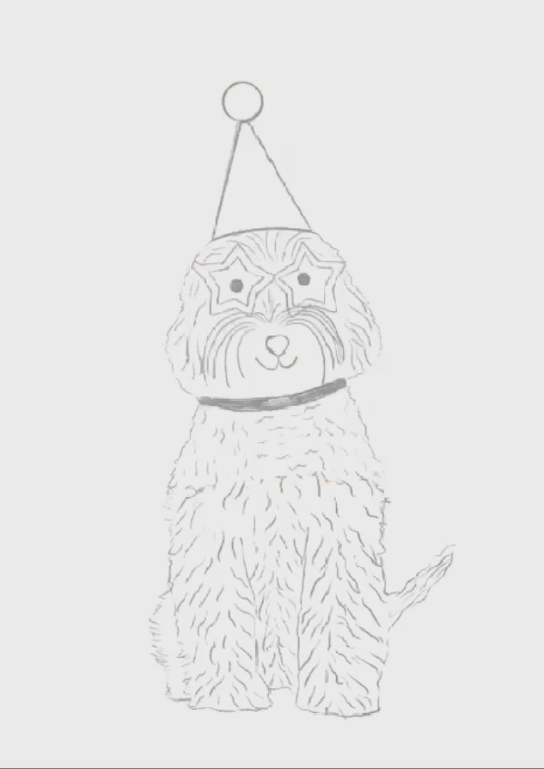 The mundane Brighton gift shop - Ready for the Party Dog Art Print & greeting Card - Dog collection - Gift for dog lovers - gift for birthday - gift for him - gift for her

