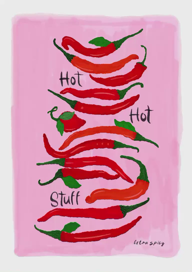 The Mundane gift shop - Hot Hot Stuff chilli art Print - HOT HOT Chilli collection - Gift for her - gift for foodies