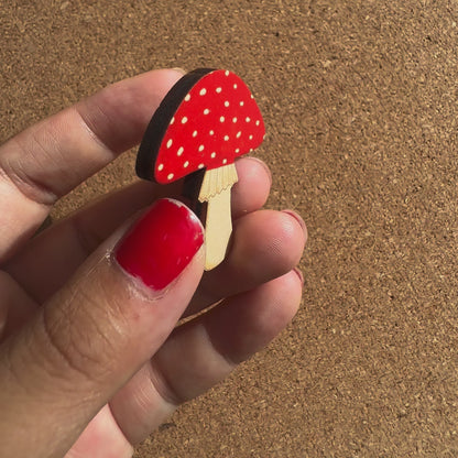 Woodland Mushroom Wooden Pin