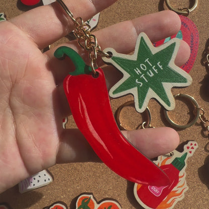 Big Chilli Hot Stuff Wooden Keyring