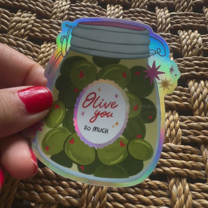 Olive You So Much Vinyl Holographic Sticker