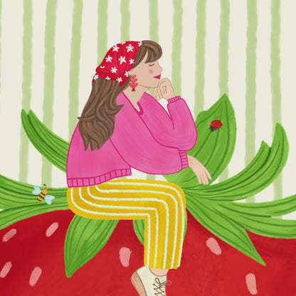 Day Dreaming on Top of a Strawberry Birthday Greeting Card