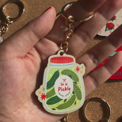In a pickle Wooden Keyring