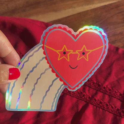 Love heart Vinyl Holographic Sticker