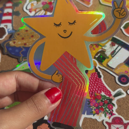 Dancing Star Vinyl Holographic Sticker