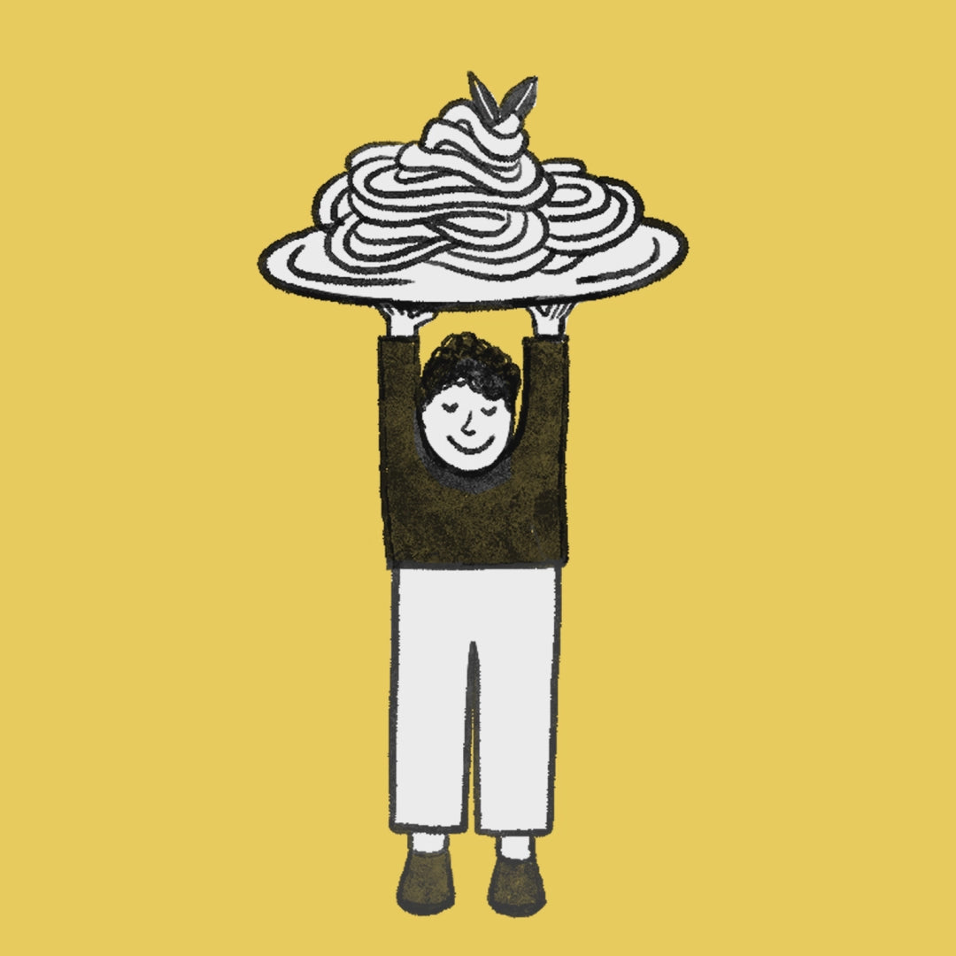 The mundane Brighton gift shop - pasta bowl holding guy doing lunges animation - Pasta Lunges Bookmark - Gift for pasta lover